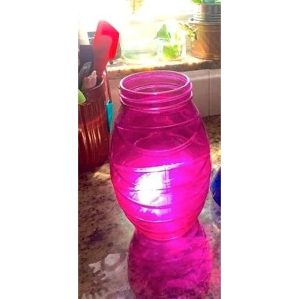 Vintage Pink Barrel Shaped Heavy Frosted Glass Vase